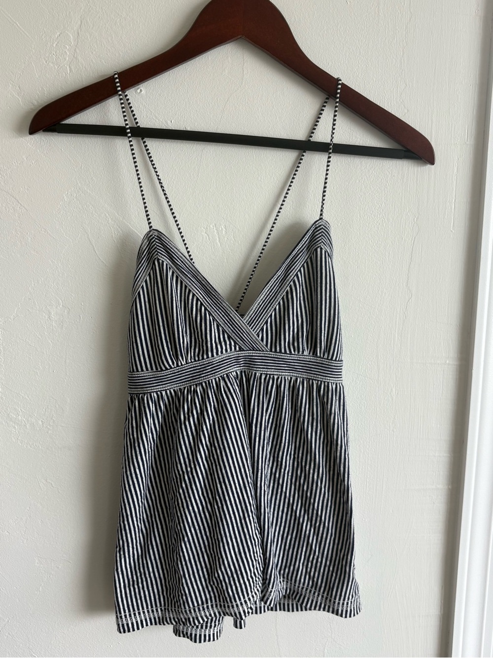 American Eagle Outfitters Navy and White Striped Tank Top